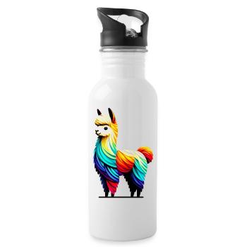 Alpaka - Trinkflasche mit integriertem Trinkhalm - Weiß - Rechts