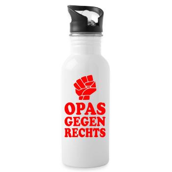 Opas gegen rechts - Trinkflasche mit integriertem Trinkhalm - Weiß - Rechts