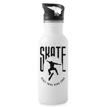 Skateboard Stay True Ride free - Trinkflasche mit integriertem Trinkhalm - Weiß - Rechts