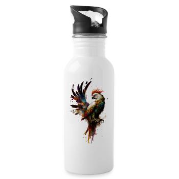 Papagei - Trinkflasche mit integriertem Trinkhalm - Weiß - Rechts
