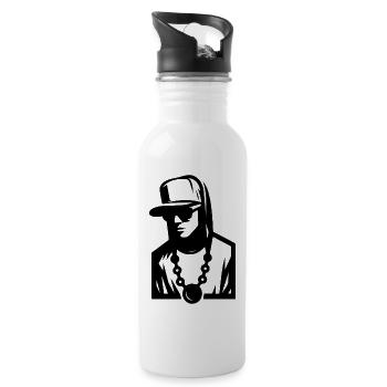Hip Hop Dude (einfach) - Trinkflasche mit integriertem Trinkhalm - Weiß - Rechts