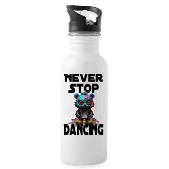 Never Stop Dancing - Trinkflasche mit integriertem Trinkhalm - Weiß - Rechts