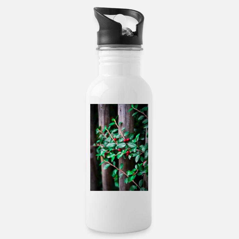 Zwergmispel - Trinkflasche mit integriertem Trinkhalm - Weiß