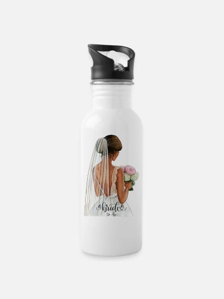 Bride to be - Trinkflasche mit integriertem Trinkhalm - Weiß