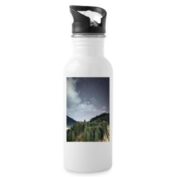 Constellation d’Orion s’élevant au-dessus des montagnes - Gourde avec paille intégrée - blanc - Droite