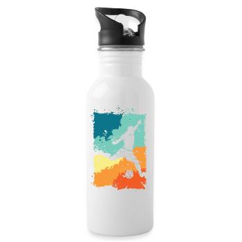Soccer player color explosion shot retro vintage - Water bottle with straw - white - Right