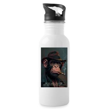 Vieux Singe Sage - Gourde avec paille intégrée - blanc - Droite