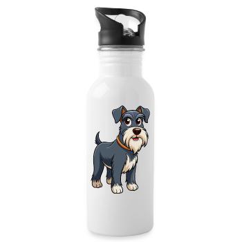 Anmutige Standard-Schnauzer-Hundekunst - Trinkflasche mit integriertem Trinkhalm - Weiß - Rechts