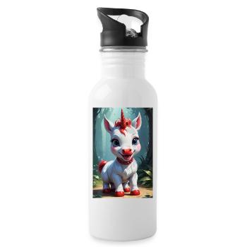 Cute Unicorn - Water bottle with straw - white - Right