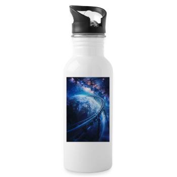 Achterbahn Erde Welt Planet Weltall Galaxie - Trinkflasche mit integriertem Trinkhalm - Weiß - Rechts