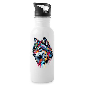 Loup - Gourde avec paille intégrée - blanc - Droite