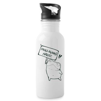 Frogs against Nazis - Water bottle with straw - white - Right