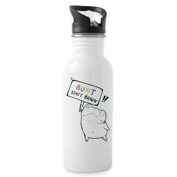 Bunt statt Braun Demo Frosch - Trinkflasche mit integriertem Trinkhalm - Weiß - Rechts