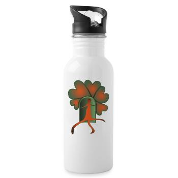 Treten Sie aus Orange heraus - Trinkflasche mit integriertem Trinkhalm - Weiß - Rechts