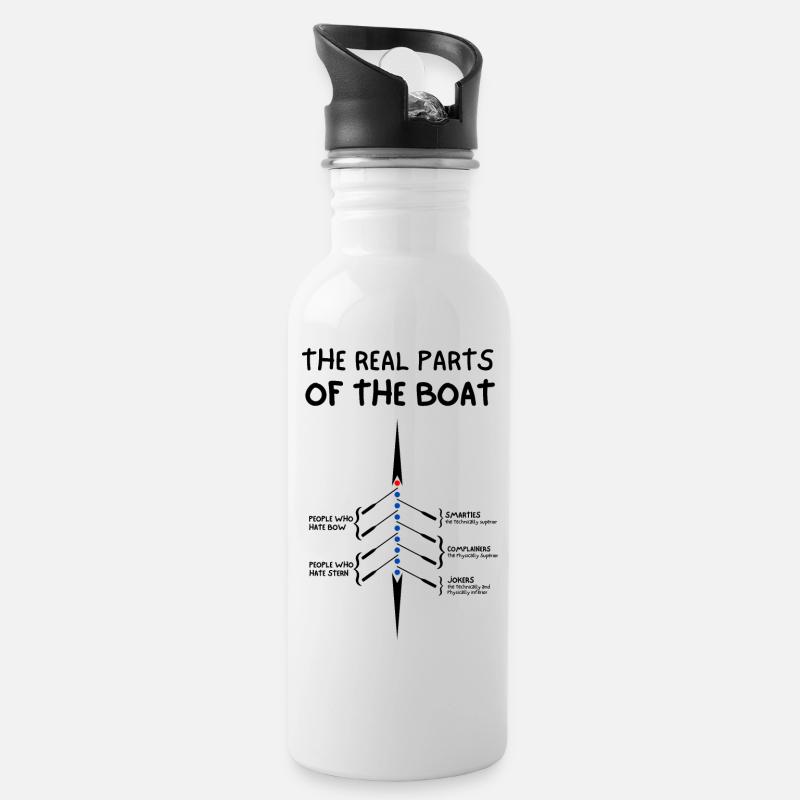 Die echten Teile des Bootes, Lustiges Ruderdesign - Trinkflasche mit integriertem Trinkhalm - Weiß