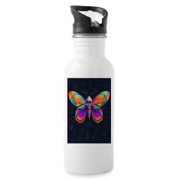Totenkopf-Sphinx - Trinkflasche mit integriertem Trinkhalm - Weiß - Rechts