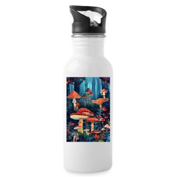 Mushroom Forest | AI - Water bottle with straw - white - Right