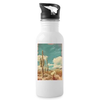 Cacti in the Desert | AI - Water bottle with straw - white - Right