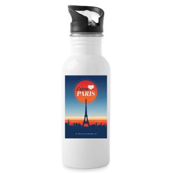 I love Paris - Water bottle with straw - white - Right