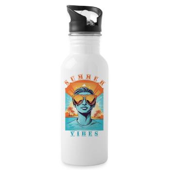 Cool hipsters - Water bottle with straw - white - Right