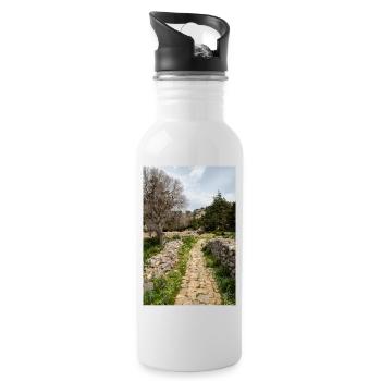 Burgruine des mittelalterlichen Palio Pyli Kos - Trinkflasche mit integriertem Trinkhalm - Weiß - Rechts