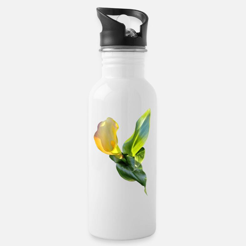 LYS CALLA JAUNE - Gourde avec paille intégrée - blanc