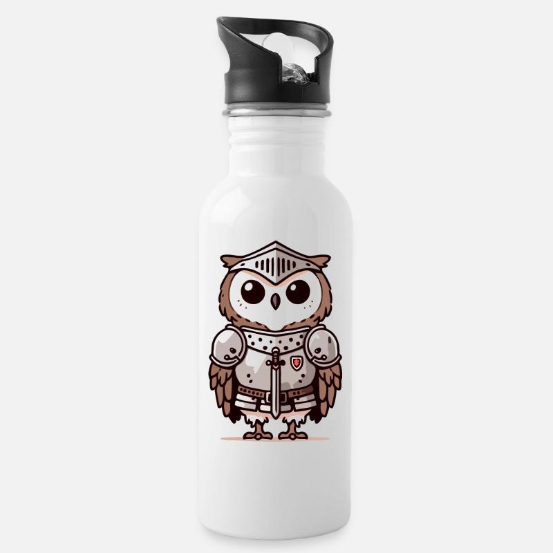 Hibou chevaleresque : le brave oiseau d’honneur - Gourde avec paille intégrée - blanc