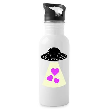 UFO Heart - Water bottle with straw - white - Right