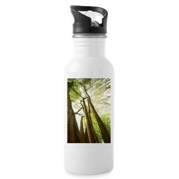 Springbäume aus einem niedrigen Winkel - Trinkflasche mit integriertem Trinkhalm - Weiß - Rechts