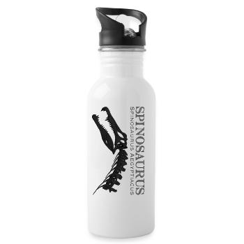 Spinosaurus Schädel black - Trinkflasche mit integriertem Trinkhalm - Weiß - Rechts