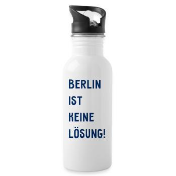 Berlin ist keine Lösung! - Hauptstadt Deutschland - Trinkflasche mit integriertem Trinkhalm - Weiß - Rechts
