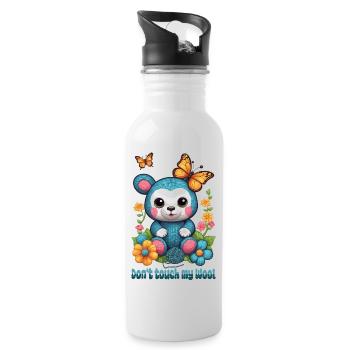 Teddy made of wool - Water bottle with straw - white - Right