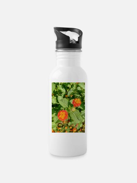 Jardin fleuri – Atmosphère colorée - Gourde avec paille intégrée - blanc