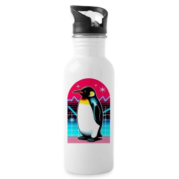 Pinguin - Trinkflasche mit integriertem Trinkhalm - Weiß - Rechts