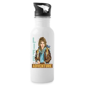 Life is an Adventure - Water bottle with straw - white - Right