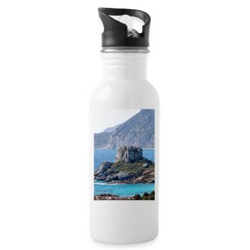 Landscape view of Kastri Island near Kampos town - Water bottle with straw - white - Right