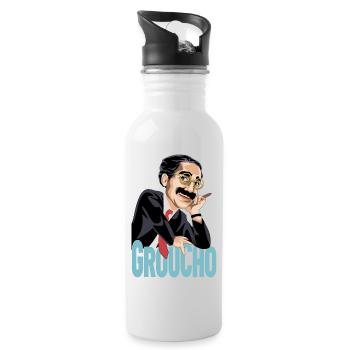 GROUCHO Der große Komiker des zwanzigsten Jahrhunderts - Trinkflasche mit integriertem Trinkhalm - Weiß - Rechts