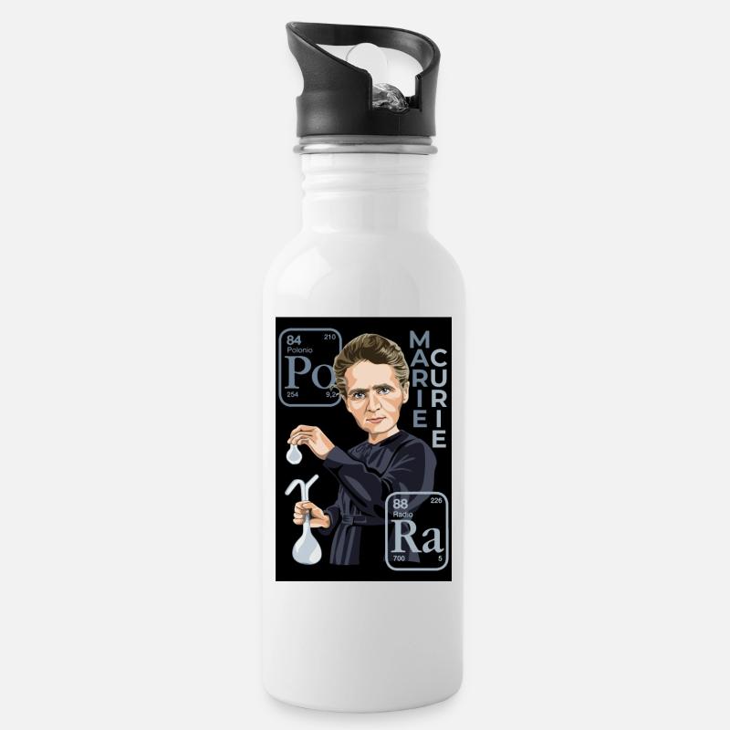 Marie Curie - Trinkflasche mit integriertem Trinkhalm - Weiß
