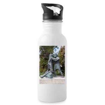 Statue des mythologischen Ringkampfes - Trinkflasche mit integriertem Trinkhalm - Weiß - Rechts