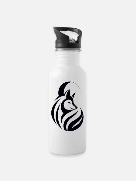 Tribal du loup - Gourde avec paille intégrée - blanc