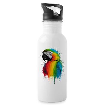 Ara Papagei - Trinkflasche mit integriertem Trinkhalm - Weiß - Rechts