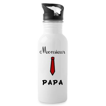 FROHER VATERTAG. PAPA. VATERTAG - Trinkflasche mit integriertem Trinkhalm - Weiß - Rechts
