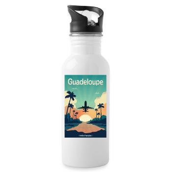 Guadeloupe - Antilles Françaises - Gourde avec paille intégrée - blanc - Droite