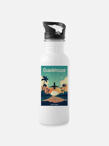 Guadeloupe - French Antilles - Water bottle with straw - white
