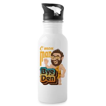 Biden C`mon man Spruch Höhlenmensch Caveman - Trinkflasche mit integriertem Trinkhalm - Weiß - Rechts