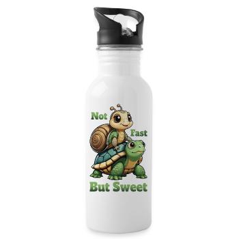Turtle and Snail - Water bottle with straw - white - Right