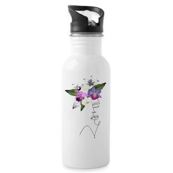 Lady Orchidee - Trinkflasche mit integriertem Trinkhalm - Weiß - Rechts
