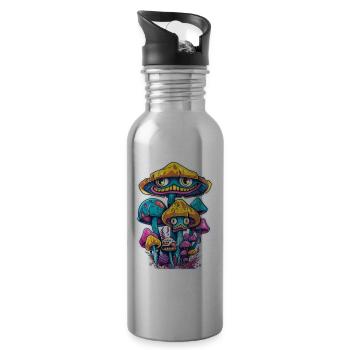 Magic Mushrooms - Water bottle with straw - silver - Right