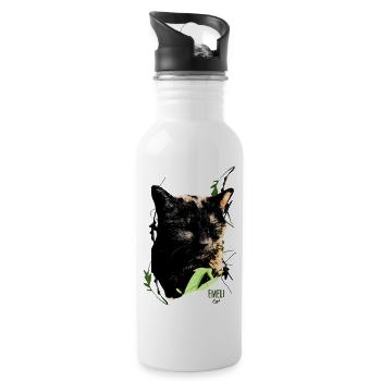 Cat 5Gras by Acryl Galerie & Design - Trinkflasche mit integriertem Trinkhalm - Weiß - Rechts