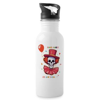 Crâne de clown Totenkopf - La blague est sur vous - Gourde avec paille intégrée - blanc - Droite
